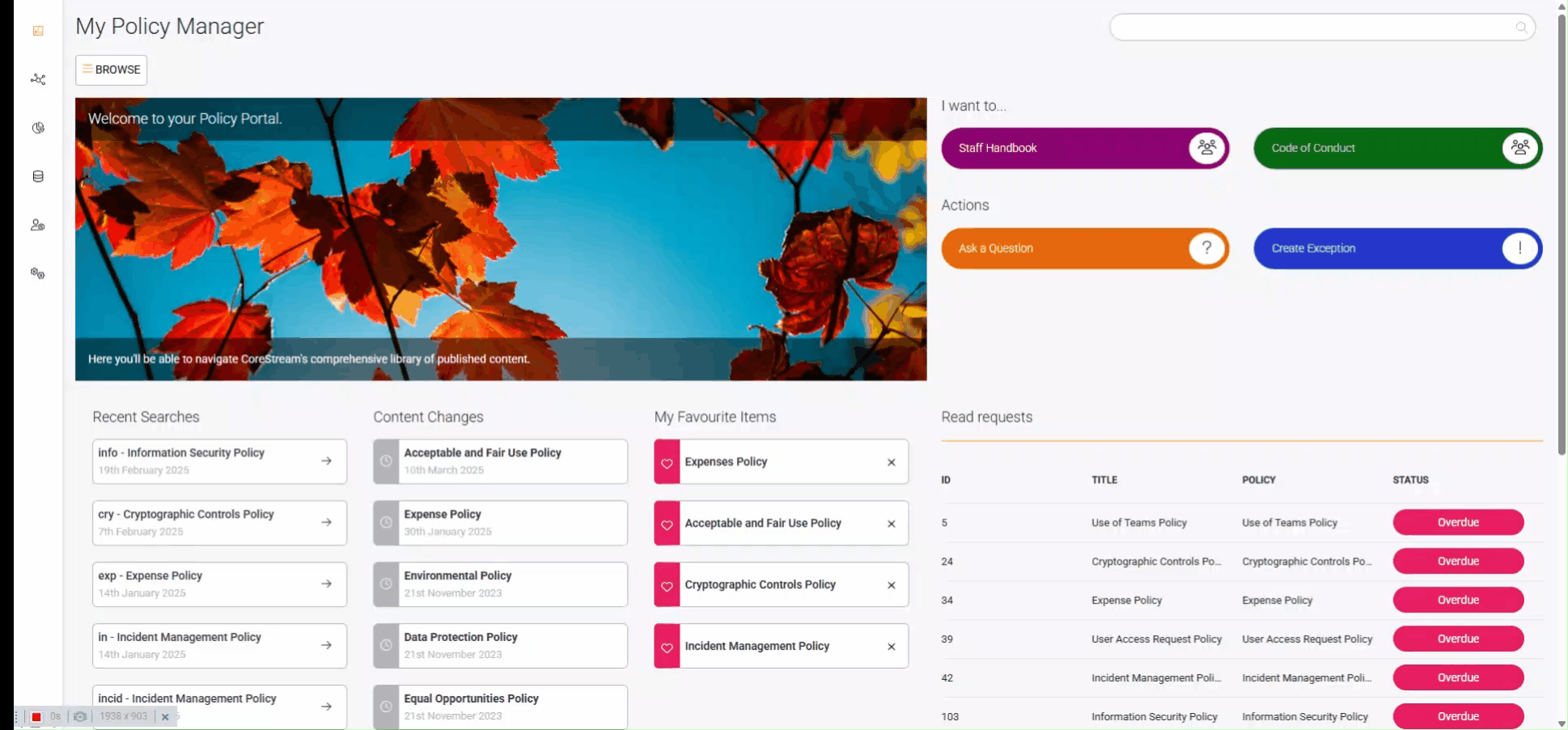 CoreStream GRC policy management gif