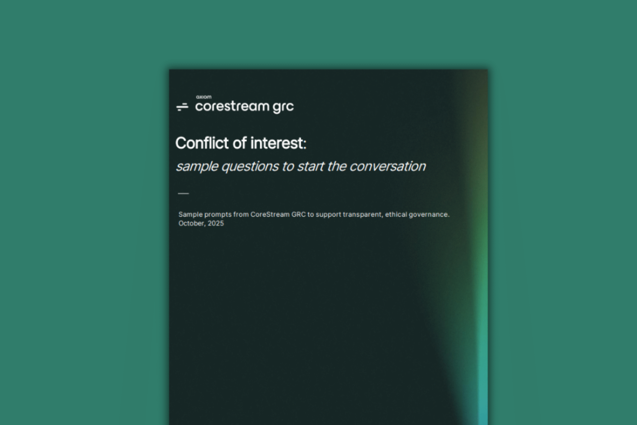 Conflict of Interest sample questions - Guide I CoreStream GRC